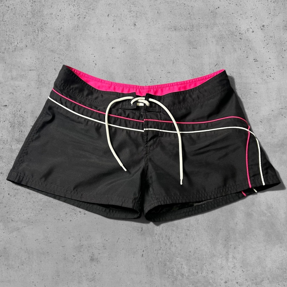 Taunt Board Shorts Black Pink White Piping Y2K Surfer Skater Size 3